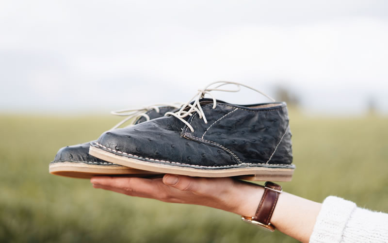 Ostrich leather shoe